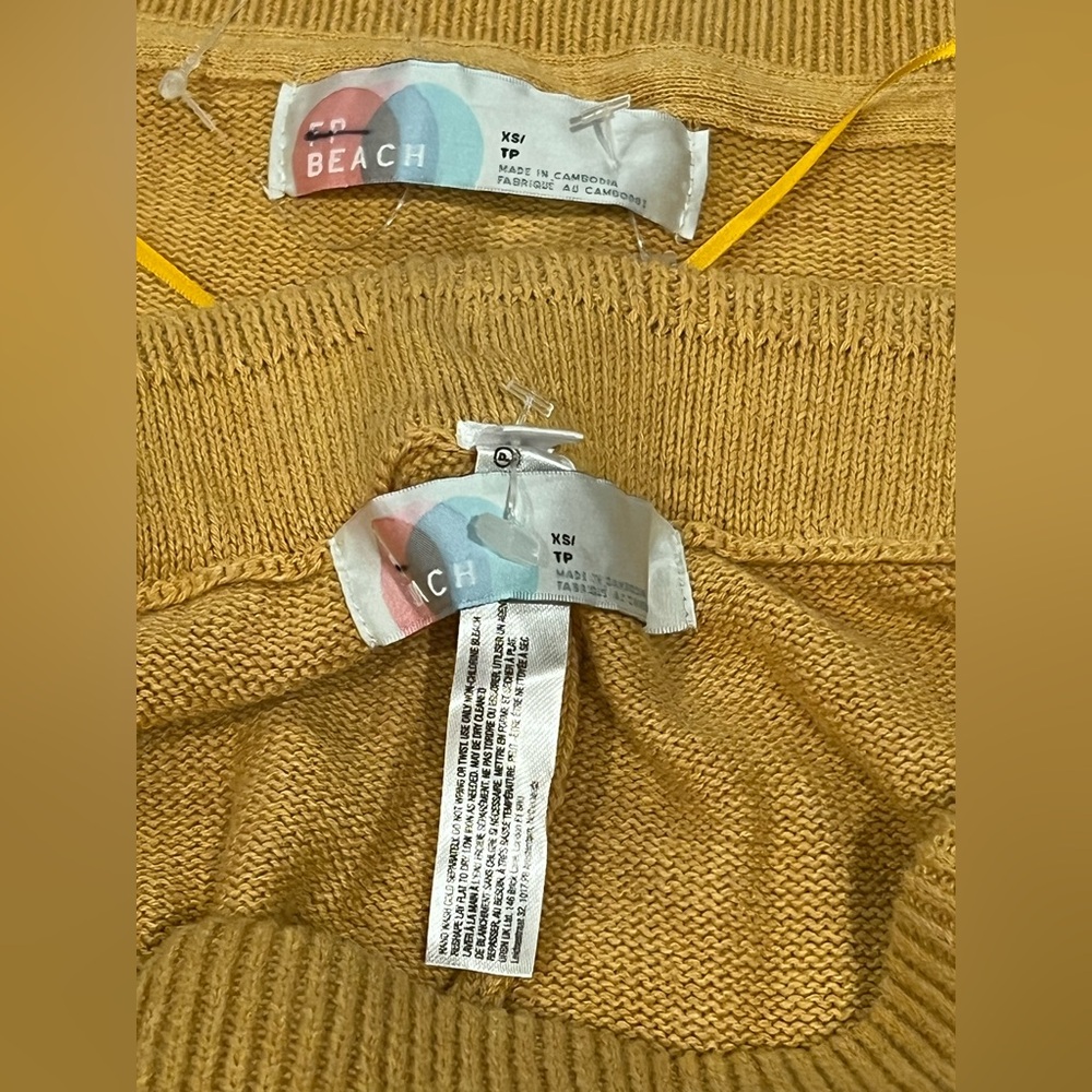 NWOT Free People Beach Womens Solar 2 Piece Cardigan & Pants Set XS Gold Heather - Picture 8 of 13